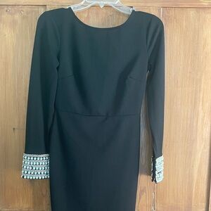 Lulus Black Beaded White Rhinestones Sheath Dress S